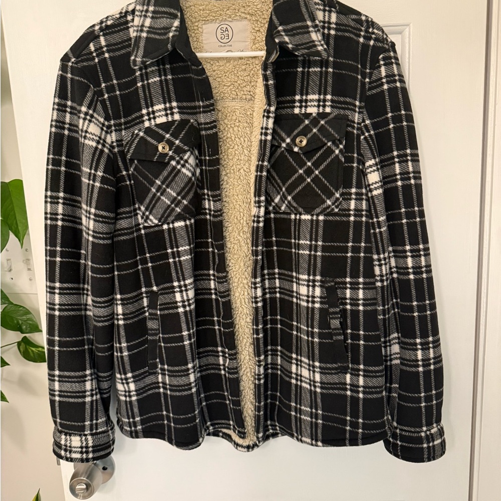 SAGE Women’s Plaid Shirt Jacket